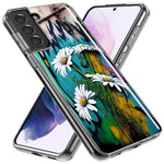 Samsung Galaxy S22 Ultra White Daisies Graffiti Wall Art Painting Hybrid Protective Phone Case Cover