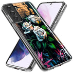 Samsung Galaxy S21 Ultra White Roses Graffiti Wall Art Painting Hybrid Protective Phone Case Cover