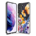 Samsung Galaxy S23 Plus Spring Summer Flowers Butterfly Purple Blue Lilac Floral Hybrid Protective Phone Case Cover
