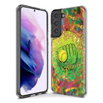 Samsung Galaxy S23 Ultra Love Softball Girls Glove Green Tie Dye Swirl Paint Hybrid Protective Phone Case Cover