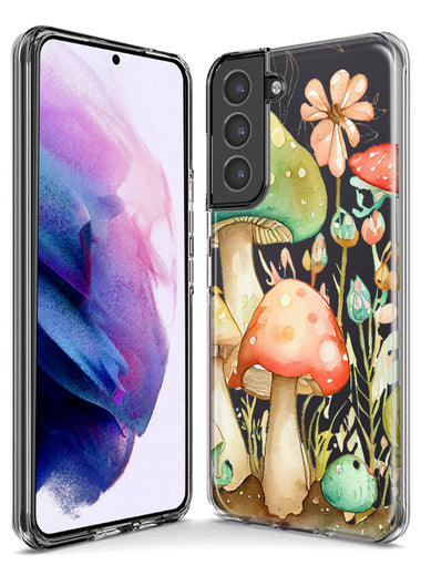 Samsung Galaxy S10 Plus Fairytale Watercolor Mushrooms Pastel Spring Flowers Floral Hybrid Protective Phone Case Cover