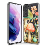 Samsung Galaxy S21 FE Fairytale Watercolor Mushrooms Pastel Spring Flowers Floral Hybrid Protective Phone Case Cover