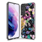 Samsung Galaxy Note 9 Zebra Stripes Tropical Flowers Purple Blue Summer Vibes Hybrid Protective Phone Case Cover