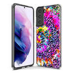 Samsung Galaxy S23 Ultra Vibrant Pink Purple Tie Dye Summer Leopard Swirl Rainbow Hybrid Protective Phone Case Cover
