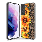 Samsung Galaxy S21 FE Yellow Summer Sunflowers Brown Leopard Honeycomb Hybrid Protective Phone Case Cover