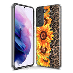 Samsung Galaxy S22 Ultra Yellow Summer Sunflowers Brown Leopard Honeycomb Hybrid Protective Phone Case Cover