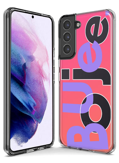 Samsung Galaxy S21 Pink Purple Clear Funny Text Quote Boujee Hybrid Protective Phone Case Cover