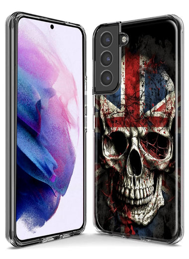 Samsung Galaxy S21 Ultra British UK Flag Skull Hybrid Protective Phone Case Cover