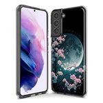 Samsung Galaxy S21 Kawaii Manga Pink Cherry Blossom Full Moon Hybrid Protective Phone Case Cover
