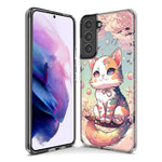 Samsung Galaxy S23 Plus Kawaii Manga Pink Cherry Blossom Cute Cat Hybrid Protective Phone Case Cover