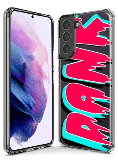 Samsung Galaxy Note 9 Teal Pink Clear Funny Text Quote Dank Hybrid Protective Phone Case Cover
