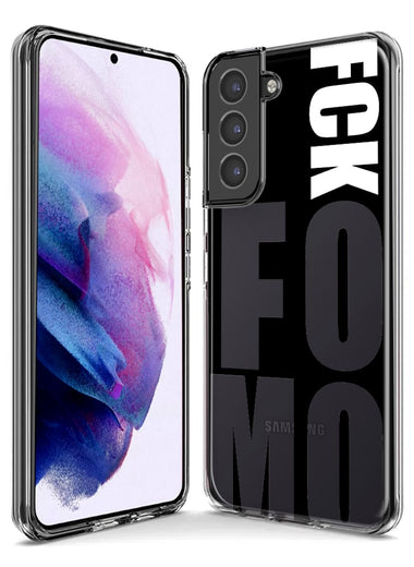 Samsung Galaxy S21 FE Black Clear Funny Text Quote Fckfomo Hybrid Protective Phone Case Cover