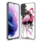 Samsung Galaxy S21 Pink Flamingo Painting Graffiti Hybrid Protective Phone Case Cover