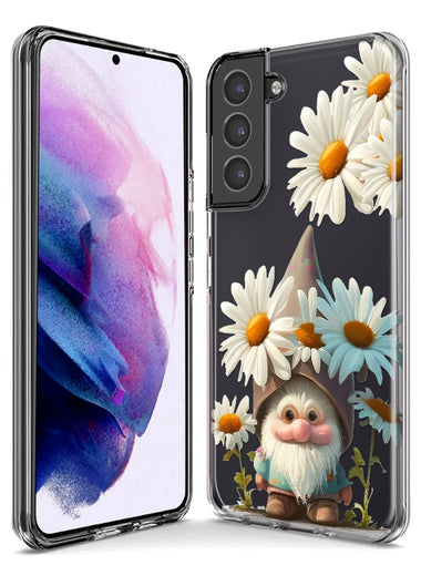 Samsung Galaxy Note 9 Cute Gnome White Daisy Flowers Floral Hybrid Protective Phone Case Cover