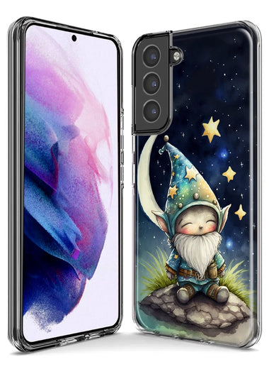 Samsung Galaxy S22 Ultra Stars Moon Starry Night Space Gnome Hybrid Protective Phone Case Cover
