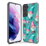 Samsung Galaxy S10e Turquoise Pink Hearts Gnomes Hybrid Protective Phone Case Cover