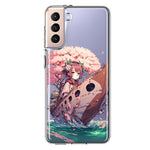 Samsung Galaxy S21 Kawaii Manga Pink Cherry Blossom Japanese Girl Boat Hybrid Protective Phone Case Cover