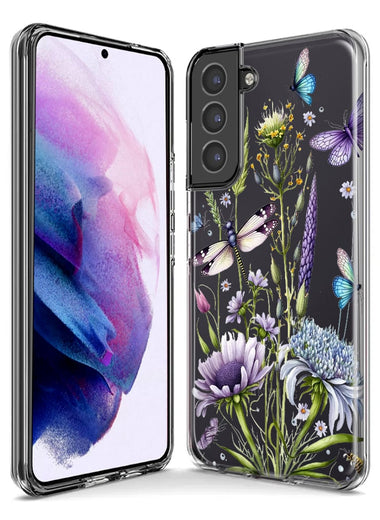 Samsung Galaxy Note 9 Lavender Dragonfly Butterflies Spring Flowers Hybrid Protective Phone Case Cover