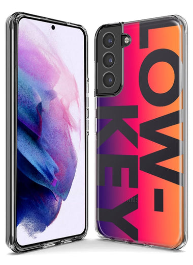 Samsung Galaxy S21 Purple Pink Orange Clear Funny Text Quote Low Key Hybrid Protective Phone Case Cover