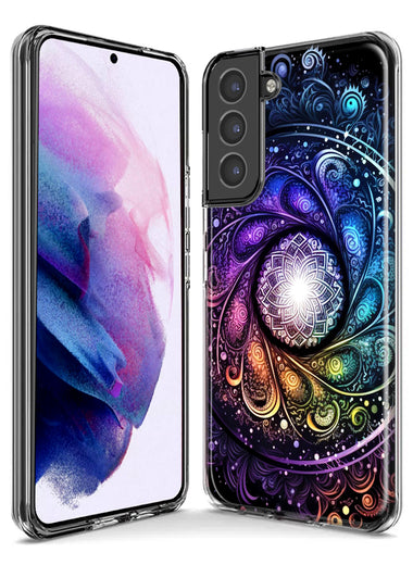 Samsung Galaxy S21 Plus Mandala Geometry Abstract Galaxy Pattern Hybrid Protective Phone Case Cover