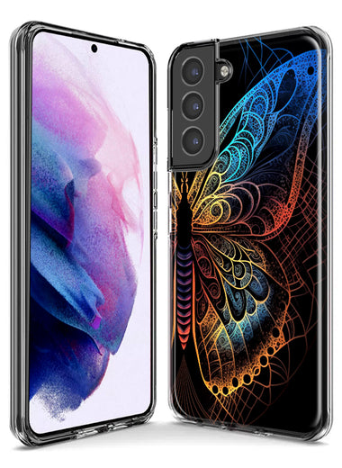 Samsung Galaxy S10 Plus Mandala Geometry Abstract Butterfly Pattern Hybrid Protective Phone Case Cover