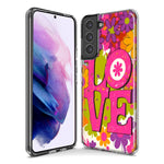 Samsung Galaxy S23 Ultra Pink Daisy Love Graffiti Painting Art Hybrid Protective Phone Case Cover