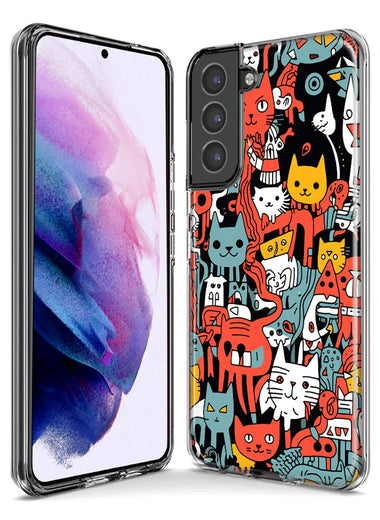 Samsung Galaxy S22 Plus Psychedelic Cute Cats Friends Pop Art Hybrid Protective Phone Case Cover