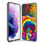 Samsung Galaxy S21 Neon Rainbow Psychedelic Trippy Hippie Big Brain Hybrid Protective Phone Case Cover