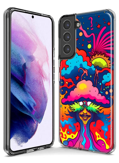 Samsung Galaxy S23 Ultra Neon Rainbow Psychedelic Trippy Hippie Bomb Star Dream Hybrid Protective Phone Case Cover