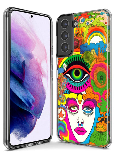 Samsung Galaxy S20 Neon Rainbow Psychedelic Trippy Hippie DaydreamHybrid Protective Phone Case Cover