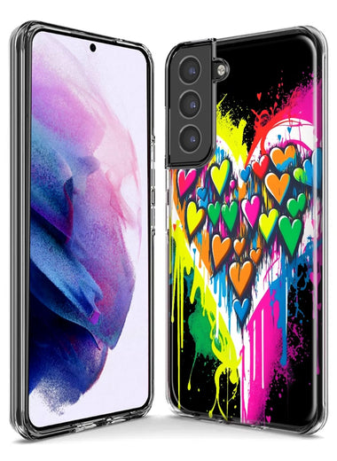 Samsung Galaxy S10e Colorful Rainbow Hearts Love Graffiti Painting Hybrid Protective Phone Case Cover