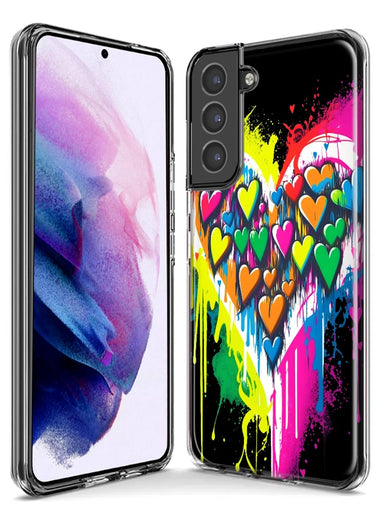 Samsung Galaxy Note 9 Colorful Rainbow Hearts Love Graffiti Painting Hybrid Protective Phone Case Cover