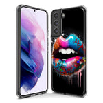 Samsung Galaxy S21 Colorful Lip Graffiti Painting Art Hybrid Protective Phone Case Cover