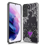 Samsung Galaxy S21 FE Halloween Skeleton Heart Hands Spooky Spider Web Hybrid Protective Phone Case Cover