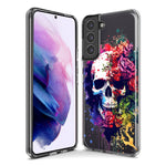 Samsung Galaxy S21 Fantasy Skull Red Purple Roses Hybrid Protective Phone Case Cover