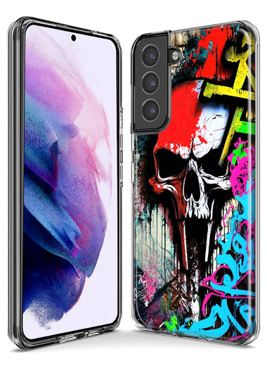 Samsung Galaxy S21 Ultra Skull Face Graffiti Painting Art Hybrid Protective Phone Case Cover