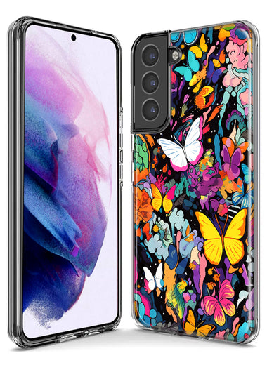 Samsung Galaxy S22 Psychedelic Trippy Butterflies Pop Art Hybrid Protective Phone Case Cover