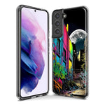 Samsung Galaxy S20 Ultra Urban City Full Moon Graffiti Painting Art Hybrid Protective Phone Case Cover