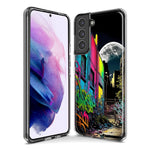 Samsung Galaxy S10 Urban City Full Moon Graffiti Painting Art Hybrid Protective Phone Case Cover