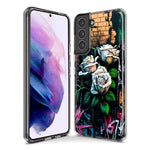Samsung Galaxy Note 20 Ultra White Roses Graffiti Wall Art Painting Hybrid Protective Phone Case Cover
