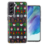 Samsung Galaxy S21 FE Classic Christmas Polka Dots Santa Snowman Reindeer Candy Cane Design Double Layer Phone Case Cover