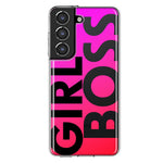 Samsung Galaxy S21 FE Pink Clear Funny Text Quote Girl Boss Hybrid Protective Phone Case Cover