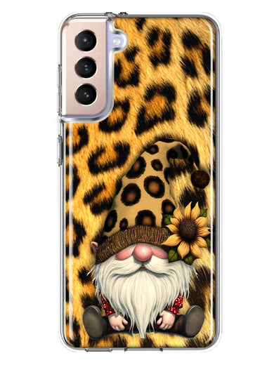 Samsung Galaxy S21 Gnome Sunflower Leopard Hybrid Protective Phone Case Cover