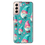 Samsung Galaxy S21 Plus Turquoise Pink Hearts Gnomes Hybrid Protective Phone Case Cover