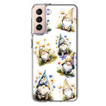 Samsung Galaxy S21 Cute White Blue Daisies Gnomes Hybrid Protective Phone Case Cover