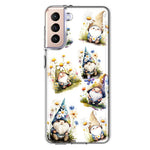 Samsung Galaxy S21 Plus Cute White Blue Daisies Gnomes Hybrid Protective Phone Case Cover