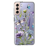 Samsung Galaxy S21 Plus Lavender Dragonfly Butterflies Spring Flowers Hybrid Protective Phone Case Cover