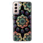 Samsung Galaxy S21 Mandala Geometry Abstract Elephant Pattern Hybrid Protective Phone Case Cover