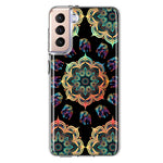 Samsung Galaxy S21 FE Mandala Geometry Abstract Elephant Pattern Hybrid Protective Phone Case Cover