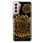 Samsung Galaxy S21 Mandala Geometry Abstract Sunflowers Pattern Hybrid Protective Phone Case Cover